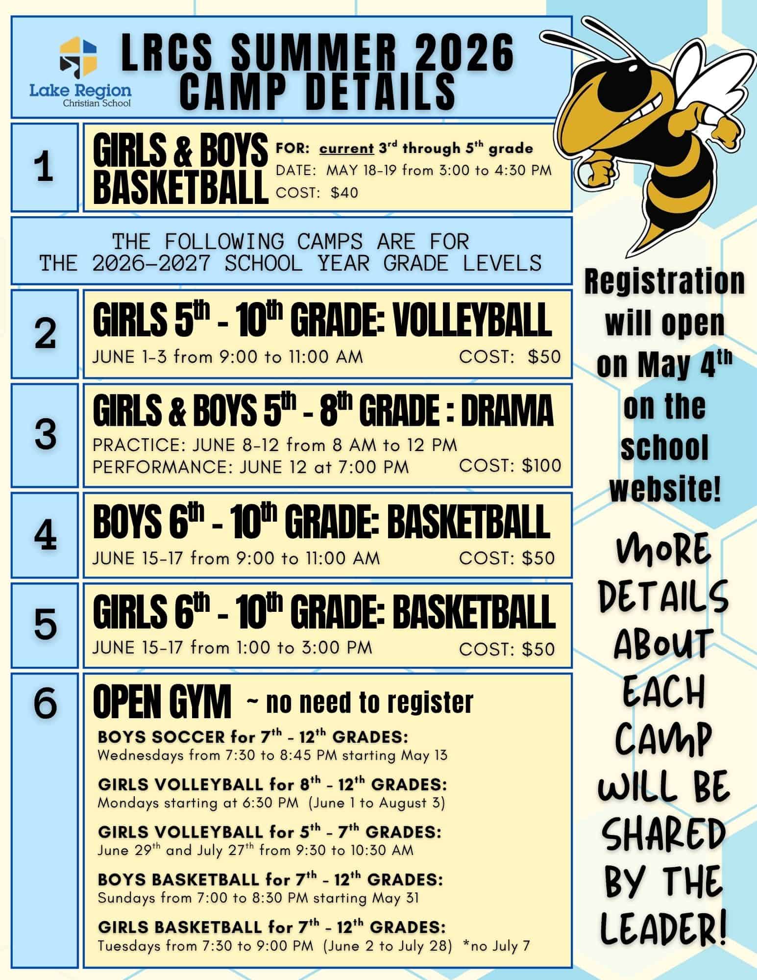 LRCS 2026 Summer Camps Flyer
